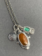 Load image into Gallery viewer, Sapphire and tourmaline charm necklace