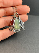 Load image into Gallery viewer, Prehnite and pink tourmaline charms