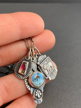 Load image into Gallery viewer, Kazakhstan lavender turquoise and tourmaline charm necklace