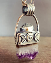 Load image into Gallery viewer, Herkimer quartz and amethyst crystal necklace