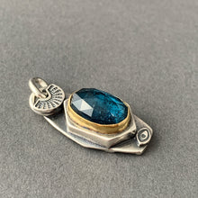 Load image into Gallery viewer, Mossy kyanite set in 22k gold