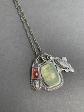 Load image into Gallery viewer, Prehnite and pink tourmaline charms