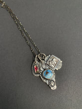 Load image into Gallery viewer, Kazakhstan lavender turquoise and tourmaline charm necklace