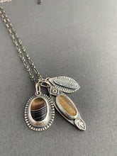 Load image into Gallery viewer, Gold rutilated quartz and Botswana agate charms