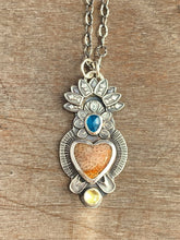 Load image into Gallery viewer, Fossilized coral sacred heart pendant