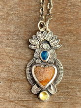 Load image into Gallery viewer, Fossilized coral sacred heart pendant