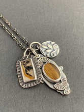 Load image into Gallery viewer, Gold rutilated quartz and dendritic agate charms