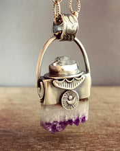 Load image into Gallery viewer, Herkimer quartz and amethyst crystal necklace