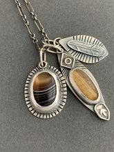 Load image into Gallery viewer, Gold rutilated quartz and Botswana agate charms
