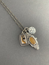 Load image into Gallery viewer, Gold rutilated quartz and dendritic agate charms