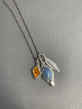 Load image into Gallery viewer, Blue seam opal and dendritic agate charms