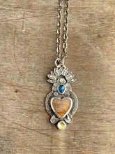 Load image into Gallery viewer, Fossilized coral sacred heart pendant