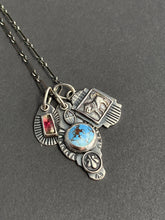 Load image into Gallery viewer, Kazakhstan lavender turquoise and tourmaline charm necklace