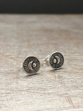 Load image into Gallery viewer, Sterling silver moon stud earrings