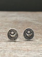 Load image into Gallery viewer, Sterling silver moon stud earrings