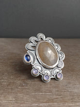 Load image into Gallery viewer, Large sapphire and kyanite statement ring Size 7.5