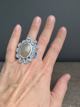 Load image into Gallery viewer, Large sapphire and kyanite statement ring Size 7.5