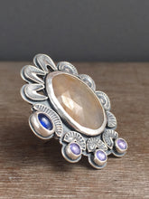 Load image into Gallery viewer, Large sapphire and kyanite statement ring Size 7.5