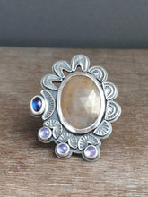 Load image into Gallery viewer, Large sapphire and kyanite statement ring Size 7.5