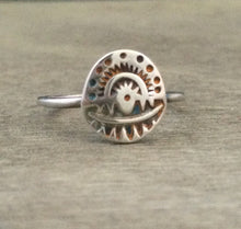Load image into Gallery viewer, Sterling silver Stamped tribal shield ring