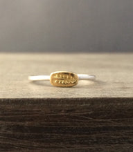 Load image into Gallery viewer, 22k solid gold and sterling silver feather stacking ring