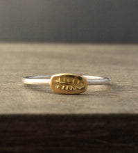 Load image into Gallery viewer, 22k solid gold and sterling silver feather stacking ring