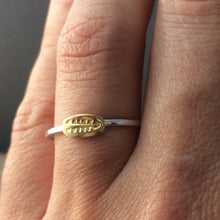 Load image into Gallery viewer, 22k solid gold and sterling silver feather stacking ring
