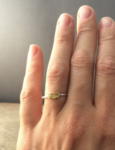 Load image into Gallery viewer, 22k solid gold and sterling silver feather stacking ring