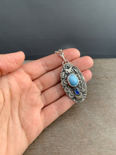 Load image into Gallery viewer, Lavender blue Kazakhstan turquoise owl pendant