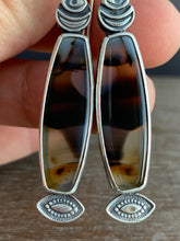 Load image into Gallery viewer, Montana agate eye and moon earrings