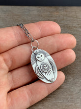 Load image into Gallery viewer, Sterling silver Owl moon pendant