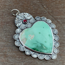 Load image into Gallery viewer, Variscite and tourmaline Sacred Heart pendant