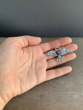 Load image into Gallery viewer, Large chocolate moonstone stamped bird pendant
