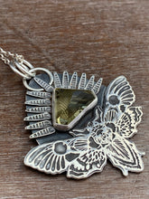 Load image into Gallery viewer, Moth Pendant with Sparkly Triangular Carved topaz.