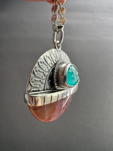 Load image into Gallery viewer, Snakeskin carnelian and amazonite medallion