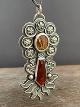 Load image into Gallery viewer, Rutilated quartz and orange kyanite pendant