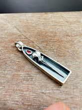 Load image into Gallery viewer, Silver Hummingbird skull and garnet