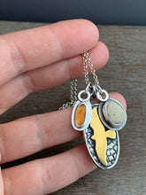 Load image into Gallery viewer, Garnet and beach stone with a gold hawk charm collection