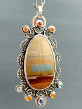 Load image into Gallery viewer, Polychrome jasper, carnelian, topaz, citrine and kyanite medallion