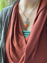 Load image into Gallery viewer, Orange rosarita Sacred Heart pendant