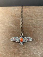 Load image into Gallery viewer, Owl pendant with carnelian and garnets