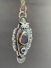 Load image into Gallery viewer, Owl with Grey/Purple Spinel and Iolite