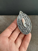 Load image into Gallery viewer, Carved Pink opal Fish Parable Pendant