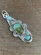 Load image into Gallery viewer, Peruvian Opal with Larimar and Amazonite Moon Pendant