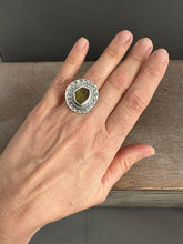Load image into Gallery viewer, Dark Green tourmaline slice ring.
