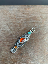 Load image into Gallery viewer, Owl pendant #5 Amazonite, Hessonite Garnet, and Citrine