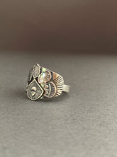 Load image into Gallery viewer, Small size 6 oak leaf and moon shield ring