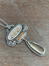 Load image into Gallery viewer, Faceted Scapolite with fossilized mammoth, and dendritic agate