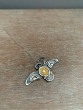 Load image into Gallery viewer, Small golden sun stamped bird pendant