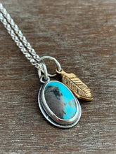 Load image into Gallery viewer, Small Turquoise charm with a 14k gold filled feather